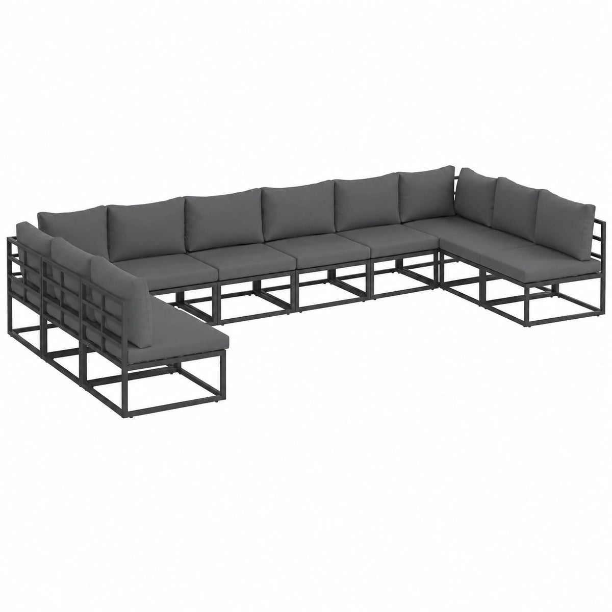 Gartensofa – moderner Stil, aus Aluminium, Schwarz