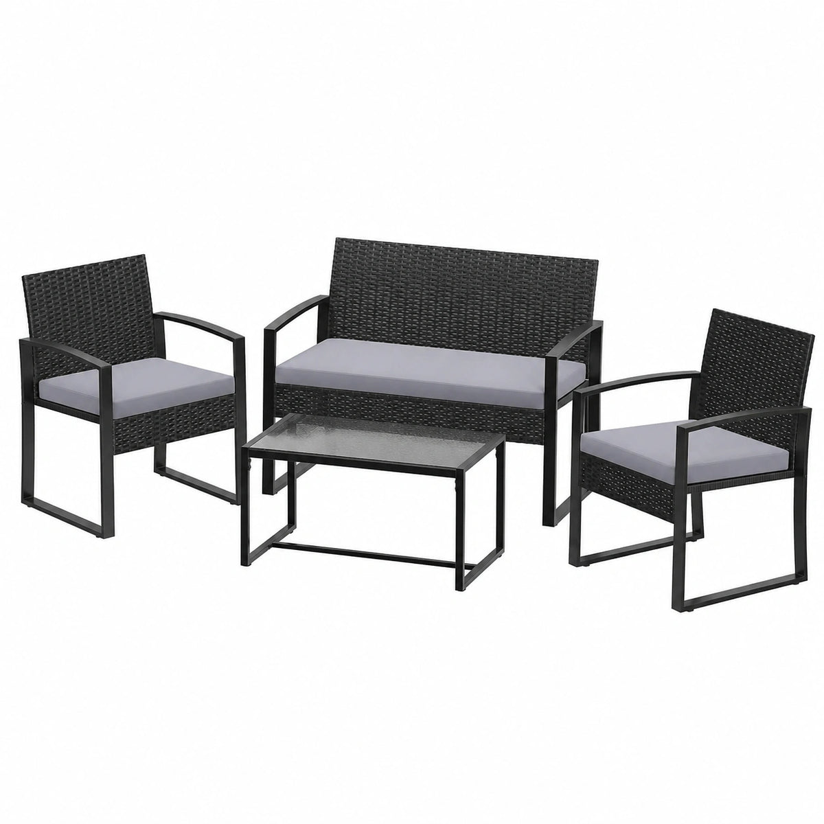 Gartenmöbel – aus Rattan, Grau, für Balkon