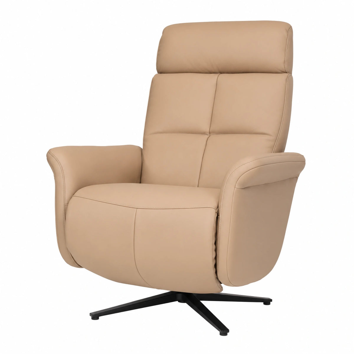 Relaxsessel – drehbar, mit LED-Beleuchtung, aus Leder, Taupe