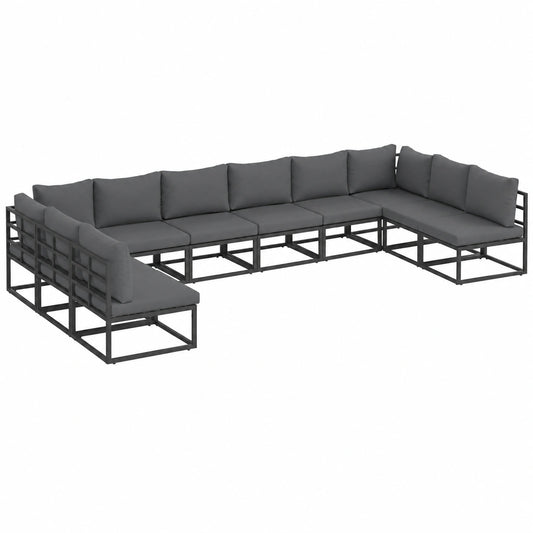 Gartensofa – moderner Stil, aus Aluminium, Schwarz