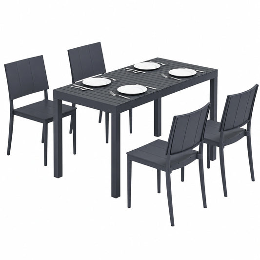 Gartenmöbel – 5-teilig, Dunkelgrau, für Garten, Terrasse und Balkon