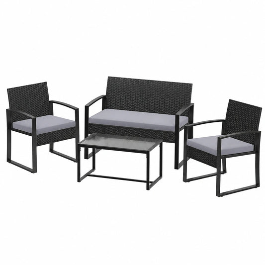 Gartenmöbel – aus Rattan, Grau, für Balkon