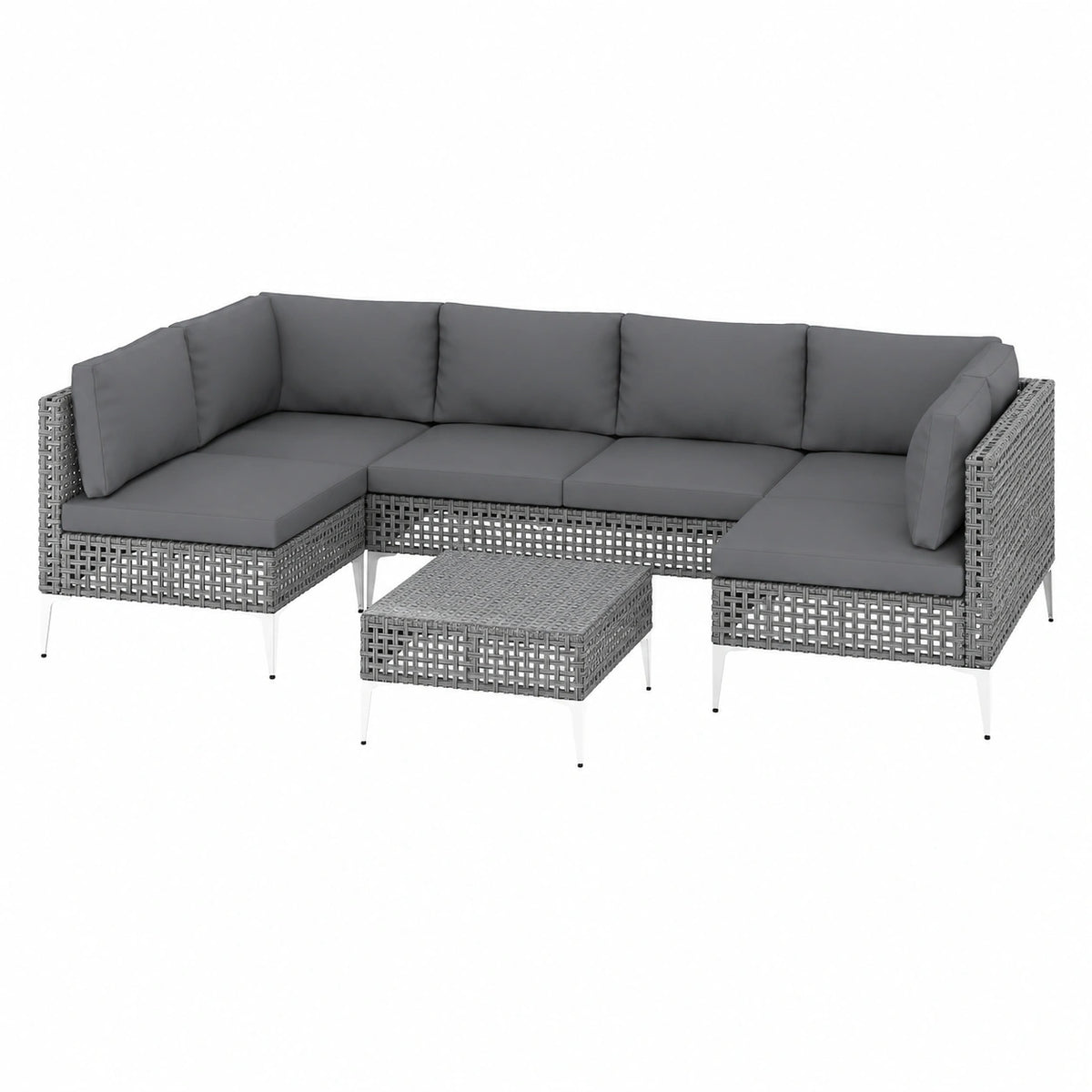 Gartenmöbel – 7-teilig, aus Rattan, für Garten, Terrasse und Balkon