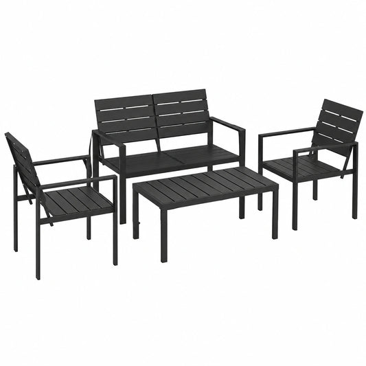 Gartenmöbel – für 4 Personen, Schwarz, für Garten und Balkon