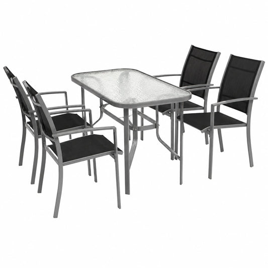 Gartengarnitur – 5-teilig, 70 × 120 cm, Schwarz