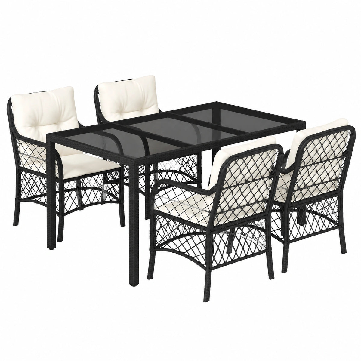 Gartenmöbel – 5-teilig, Schwarz, für Garten