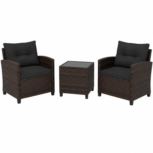 Gartenmöbel – 3-teilig, aus Rattan, für Balkon