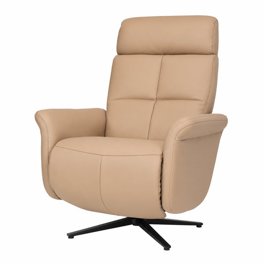 Relaxsessel – drehbar, mit LED-Beleuchtung, aus Leder, Taupe
