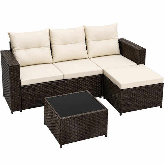 Gartenmöbel – für 3–4 Personen, Braun, für Garten, Terrasse und Balkon