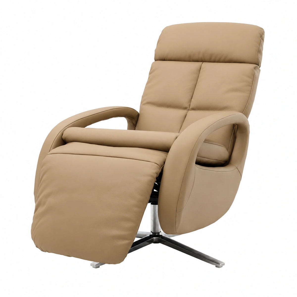 Relaxsessel – drehbar, mit LED-Beleuchtung, aus Leder, Taupe